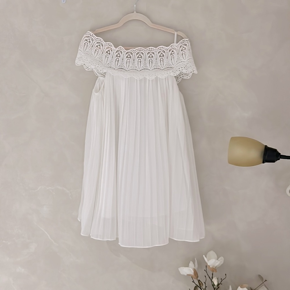 White pleated dress